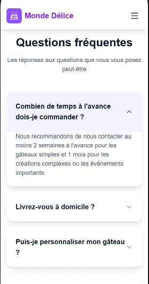 Monde Délice — catalogue de services